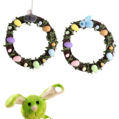 China 2022 Foam+rattan New Product Easter Decoration Egg Rabbit Prom Party Decoration Easter Garland Craft Easter Decor for sale