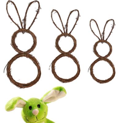 China Natural Environmental Protection Rattan Easter Bunny Rattan Craft Party Wreath Frame Easter Decor for sale