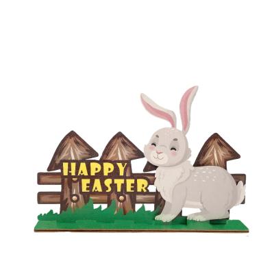 China Environmental Protection Easter Decoration Easter Rabbit Ornament Party Decoration Wooden Wooden Easter Decor for sale