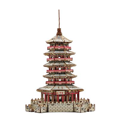 China DIY PLAY 2022 puzzles laser cutting 3d toy leifeng pagoda diy puzzle for adult gifts wooden puzzle for sale