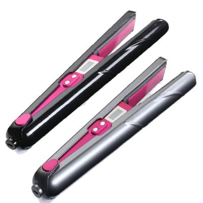 China Hot Selling Rechargeable USB Hair Curler Battery Operated Hair Straightener Rechargeable Cordless Hair Straightener with LCD Display for sale