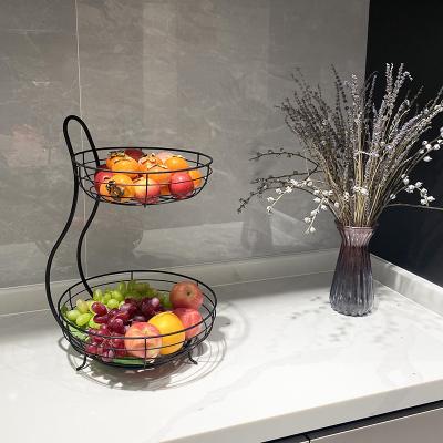 China Viable Modern Worktop Around Kitchen Double Tier Fruit Basket Creative Fruit Basket Fruit Basket for sale