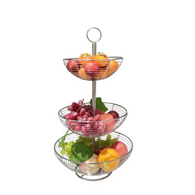 China Home Kitchen Accessories Three Tier Fruit Bowl Countertop Folding Wicker Fruit Basket Wicker Fruit Basket for sale