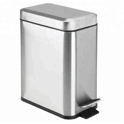 China Sustainable 5L Waste Rectangular Trash Bin With Step Foot Pedal Bin Storage Boxes And AMP Trash Cans for sale