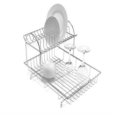 China Sustainable Metal Kitchen Bowl Drain Rack Two Tier Drain Rack Business for sale