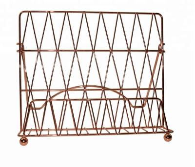 China High Grade Simple Design Wire Metal Viable Gold Plated Cookbook Stand For Daily Kitchen Use Menu Display for sale