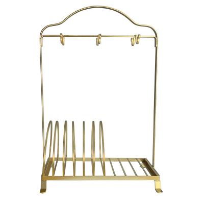 China Sustainable New Design Gold Color Metal Kitchen Dish Drying Rack Dish Rack Dish Drainer for sale