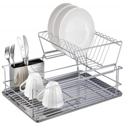 China Sustainable Folding Dish Drying Rack, Adjustable Over Sink Dish Drainer Metal Dish Rack for sale