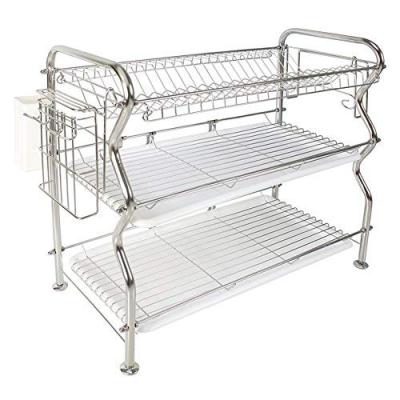 China Sustainable Dish Rack 3-Tier Stainless Steel Dish Drainer Rack for sale