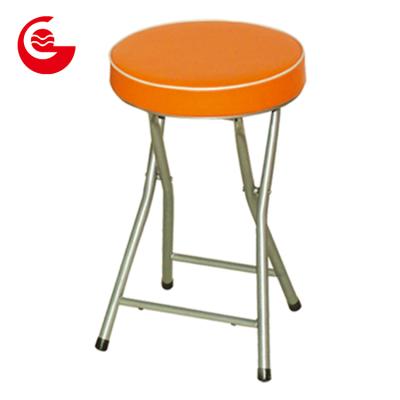 China Cheap China Manufacturer Folding Orange Cheap Stack Chair Dining Metal With PU Cushion Seat for sale