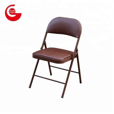 China Factory Modern Simple (Height) Adjustable Backrest Padded Metal PU Leather Training Folding Chair for sale