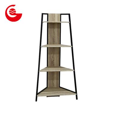 China Convertible Ladder Design Metal Corner Storage Racks Unit Bookshelf Portable Book Shelves for sale