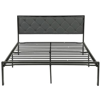 China Foldable metal and PU leather platform bed with headboard and footboard box bed for sale