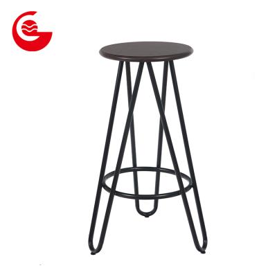 China Simple Design Cheap Simple Design Long Leg Chair Round Metal Vintage Bar Stool for sale