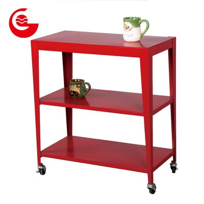 China OEM Sustainable Red 3 Tier Metal Furniture Kitchen Storage Cart Cart for sale