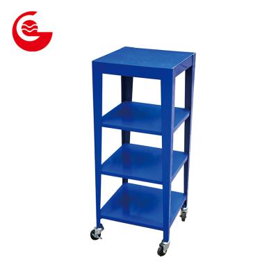 China Best Price Easy Tier 4 Square Furniture Kitchen Trolley Blue Trolley With Wheeled Steel Trolley for sale