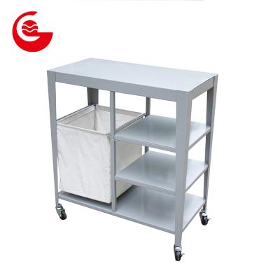 China Stable Functional Vegetable Steel Folding 4 Row Steel Trolley Metal Trolley for sale