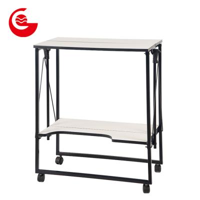 China Good Quality Foldable Steel MDF Stable Sundries Kitchen Dish Cart With Wheels for sale