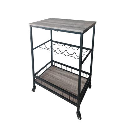 China Metal Furniture Storage Bar Cart Sustainable Wood Top Industrial Carware Cart for sale