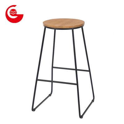 China Best Quality Cheap Round Metal Stool High Bar Chair With Wood Seat for sale