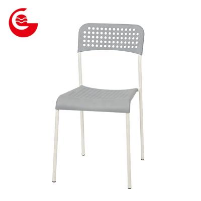 China Hotel Banquet Convertible Fancy Gray Outdoor Metal Dining Chair With Holes for sale