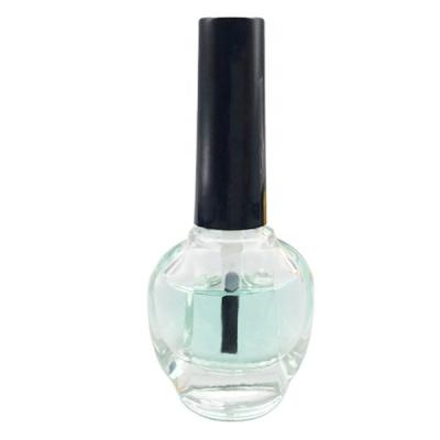 China Wholesale Cosmetic Clear Custom Empty Design 9ml Nail Polish Glass Bottle With Black Tall Round Cap And Flat Brush for sale