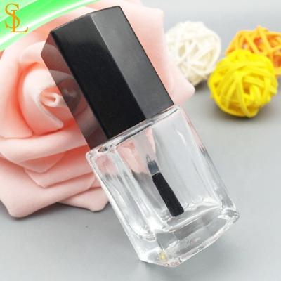 China 8ml Hexahedron Shape Nail Polish Glass Bottle Cosmetic Wholesale Custom Design, Fancy Black Cap and Brush for sale