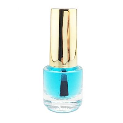 China Cosmetic Mini Round Empty 4ml Nail Polish Glass Clear Bottle Small With Gold Nail Polish Cap And Flat Brush for sale