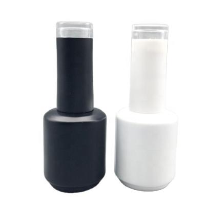 China Wholesale Unique Design 15ml Personal Care Round White Empty Nail Polish Bottle For UV Gel, Clear Top Cap And Brush for sale