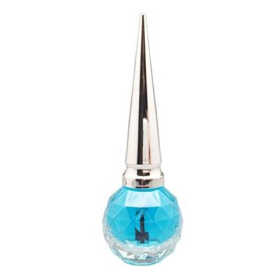 China Custom Personal Care Diamond Ball Shaped 11ml Clear Glass Nail Polish Empty Bottle With Fashion Long Cone Shaped Cap And Thick Wide Brush for sale