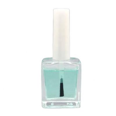 China Wholesale 15ml Flat Empty Clear Personal Care Rectangle Nail Polish Glass Bottle And White Round Nail Polish Cap With Flat Brush for sale