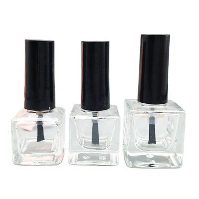 China Wholesale 7ml 10ml 12ml Cosmetic Fancy Square Empty Nail Polish Bottle Shaped Cube With Fancy Round Black Nail Polish Cap And Brush for sale