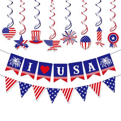 China Party Decoration Style New The Fourth Of July Party Pull Flag I Love USA Banner For Independence Day Party Decoration for sale