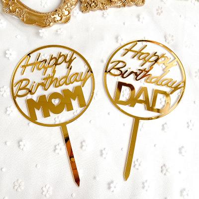 China Acrylic Happy Birthday DAD and MOM Cake Topper Party Decoration Mum and Dad Birthday Cake Decorations for sale