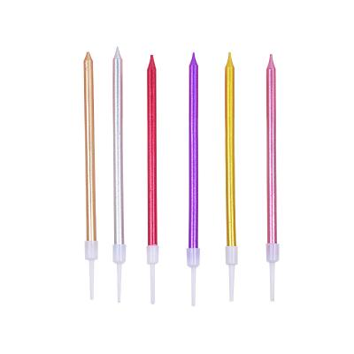 China THE OTHER Long Pencil Candles Birthday Party Wholesale Gold Plated Pole Plated Party Cake Decoration Cake Candles for sale