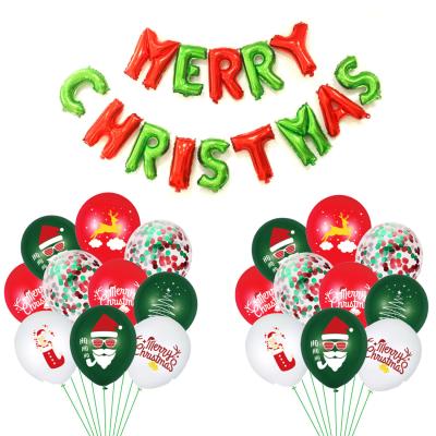 China Wholesale Merry Christmas Paper Banner Christmas Latex Balloons Set Party Decorations Christmas Balloons New for sale