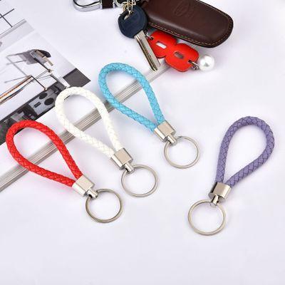 China Anti-shedding Multicolor Color Key Chain PU Rope Pendant Wholesale Auto Accessories Woven Key Chain for sale