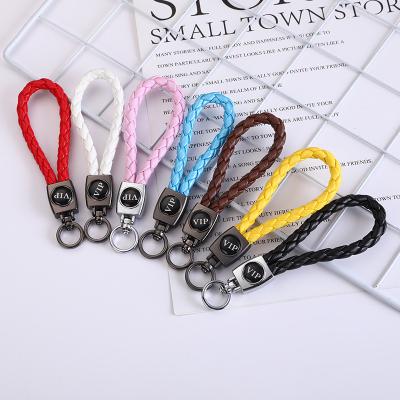 China Custom Leather Creative Car Key Chain Car Key Chain Rope Anti-Throw Decoration Braided Key Chain Personality Braided Key Chain for sale