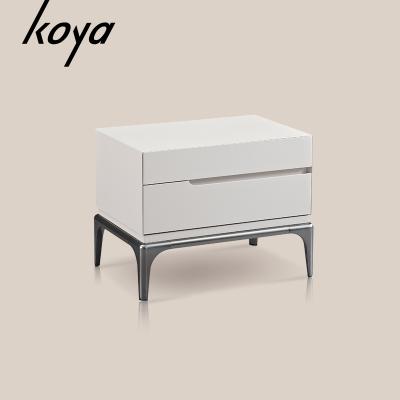 China Small modern metal base wooden bedside table night stand modern home bedroom furniture night stand for bedroom for sale