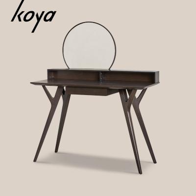 China Modern European Nordic Design Solid Beech Wood Storage Make Up Table Bedroom Mirror Furniture Dressing Table for sale