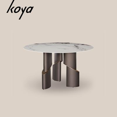 China Hot Sale OEM Marble Top Dining Table Metal Base Round Dining Table Designs for sale