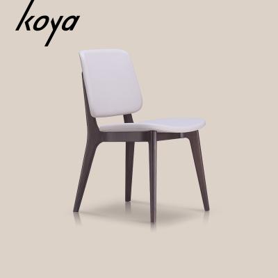 China Modern Modern Style Solid Beech Wood Dining Chair Restaurant PU Leather PVC Chair for sale