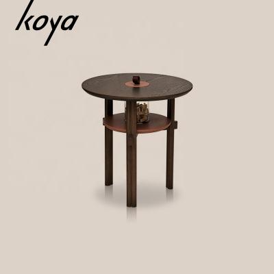 China Modern Nordic Wooden Round Small Mortise-Tenon Round Coffee Sidetable Living Room Design Side Table for sale