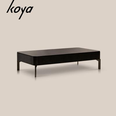 China Living Room Modern Rectangle OEM Tempered Glass Tea Table Designer Wood Center Storage Coffee Table for sale