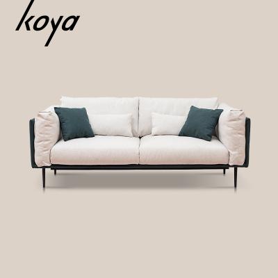 China Removable modern nordic sofa living room furniture wooden frame feather sofa 3 seater 2 seater fabric sofa for sale