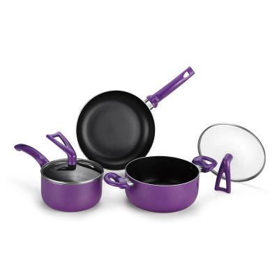 China Sustainable aluminum cookware set kitchenware set frying pan casserole non-stick coating pan for sale