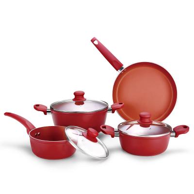 China Durable aluminum cookwarte forged non-stick cookware sets makers pots and pans set for sale