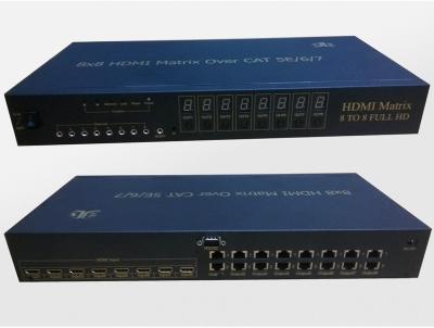 China HDMI Matrix Switch 8x8 Over 50M Cat5E Extender With IR Support 3D for sale