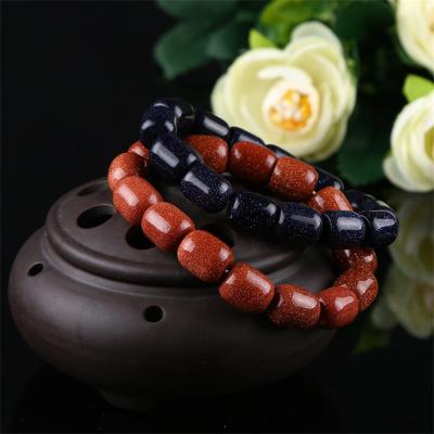 China CLASSIC Natural Stone Blue Sand Gold Loose Gemstone Beads Stone Beaded Bracelet Men for sale