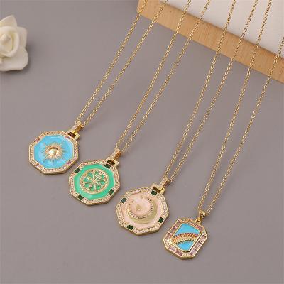 China New CLASSIC Design Copper Zircon 18k Wholesale Gold Plated Star Necklace Jewelry Gold Pendant Necklace Women for sale